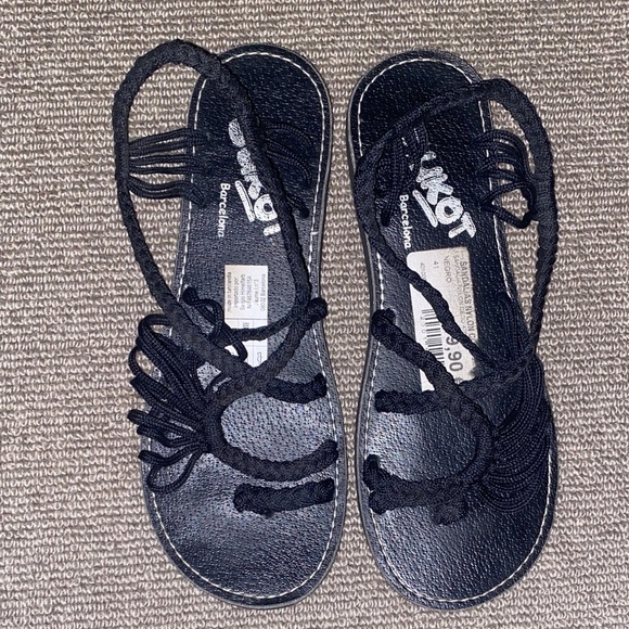 Sukot Barcelona Black Braided Cord Sandals sz missing estimated 8.5 - 9 - Picture 1 of 12